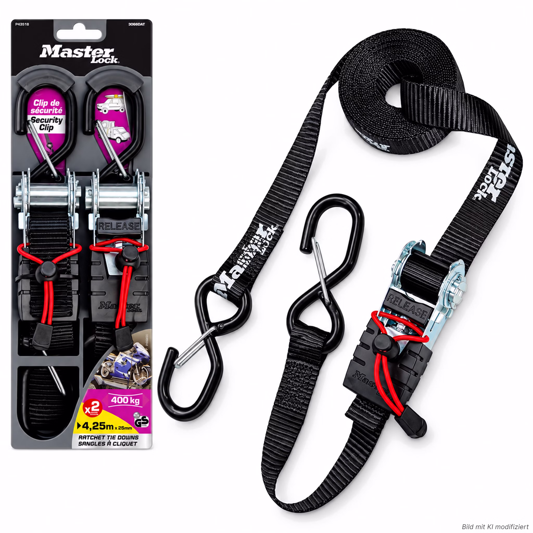 Bild des MasterLock Spanngurts in Schwarz