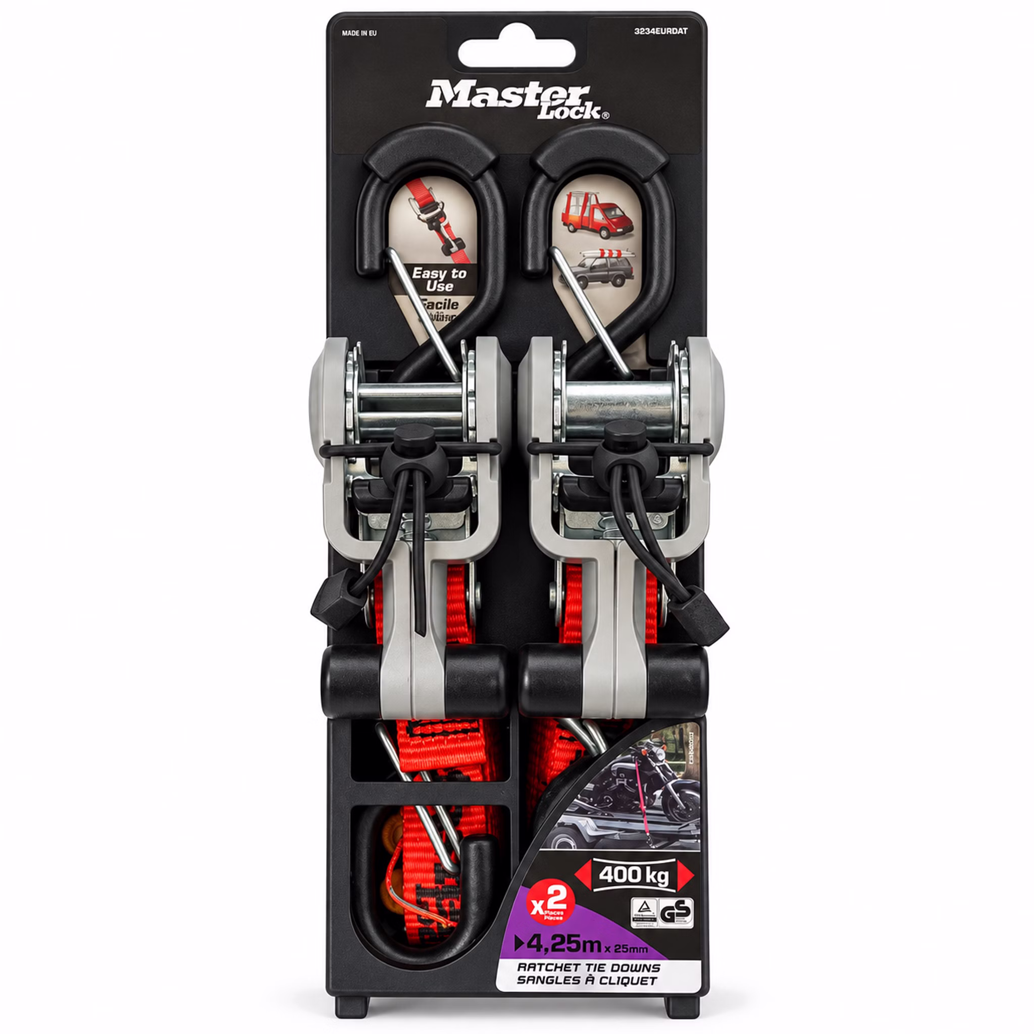 Bild des MasterLock Spanngurtes in Rot 2er Pack