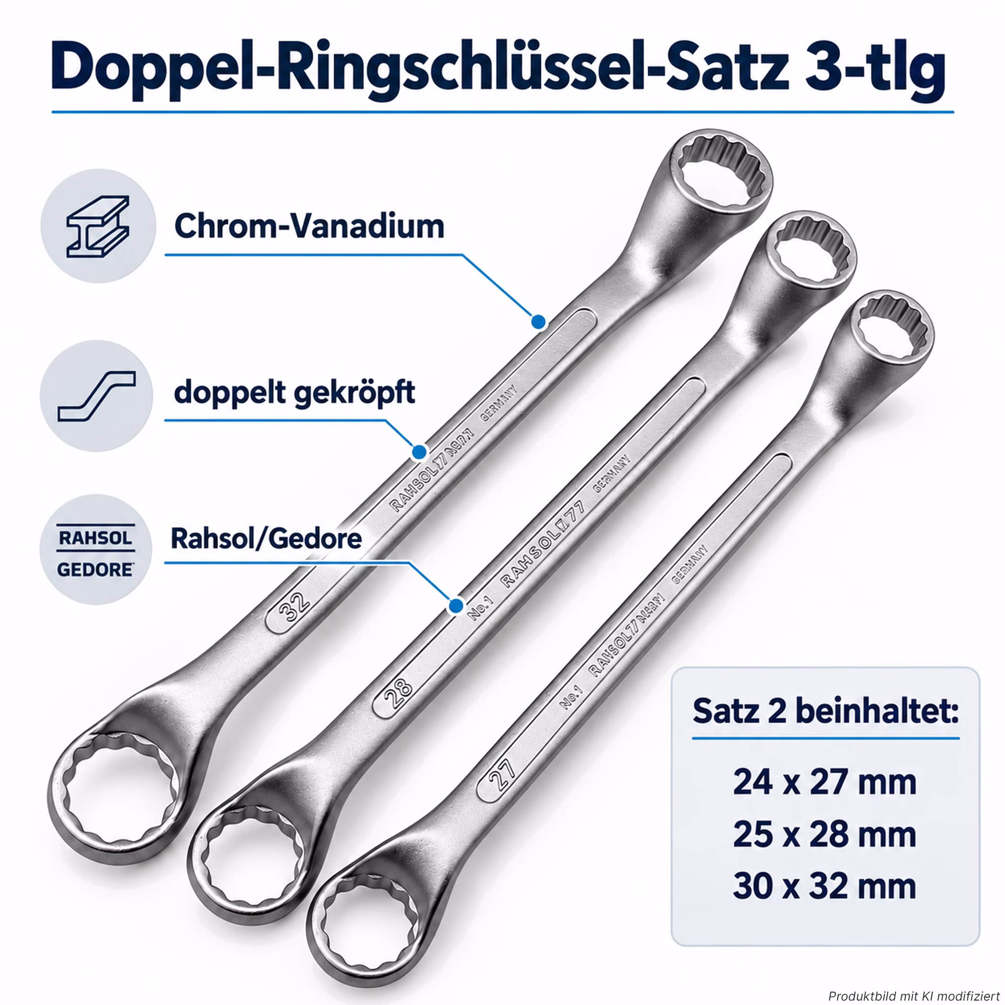 Bild des Rahsol 3er Ringschlüsselsets