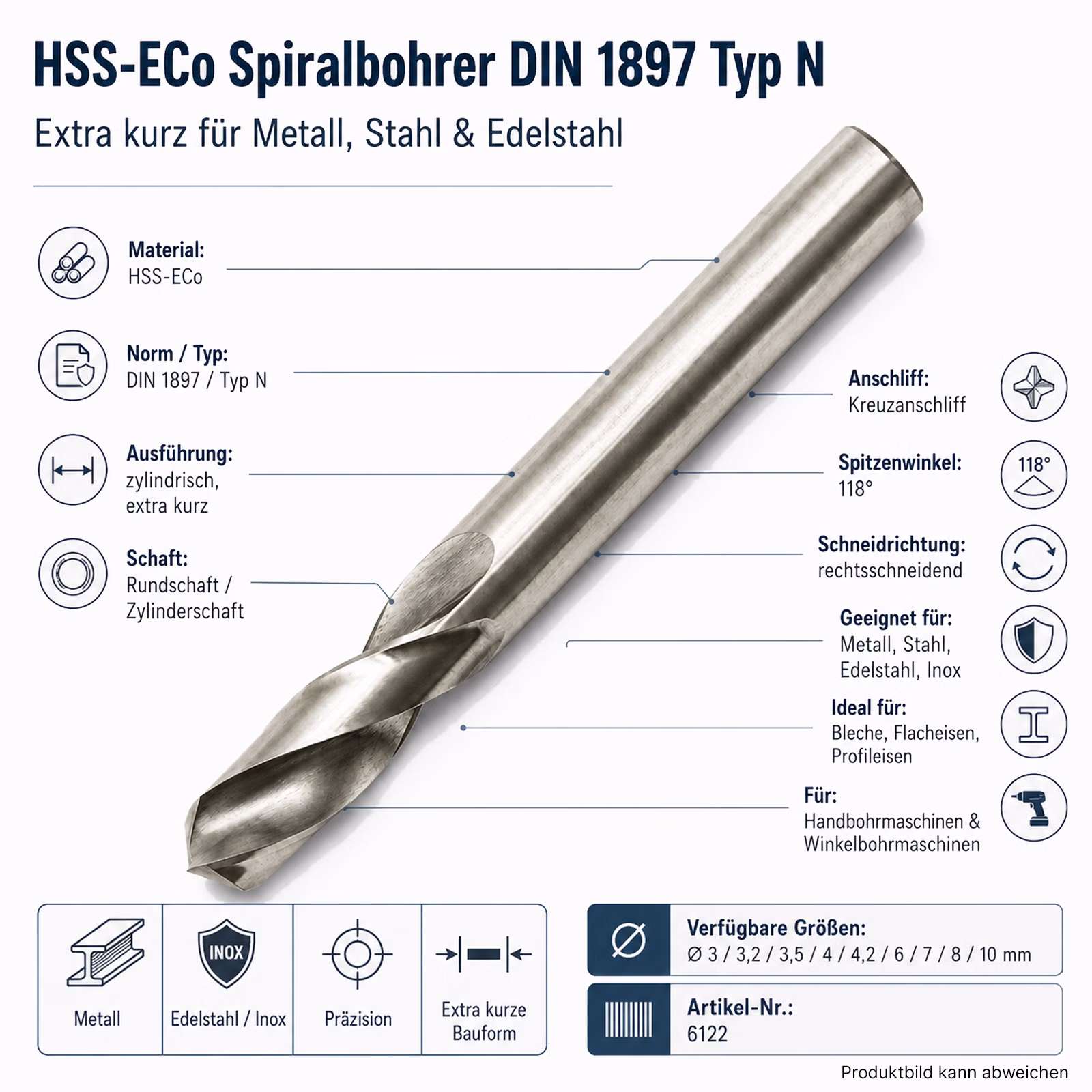 Bild des HSS-Eco Spiralbohrers Bild des HSS-Eco Spiralbohrers