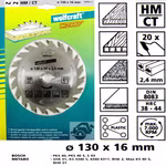 Bild eines Sägeblatts in Vertpackung mit Sägematerialzeichen Frontalaufnahme