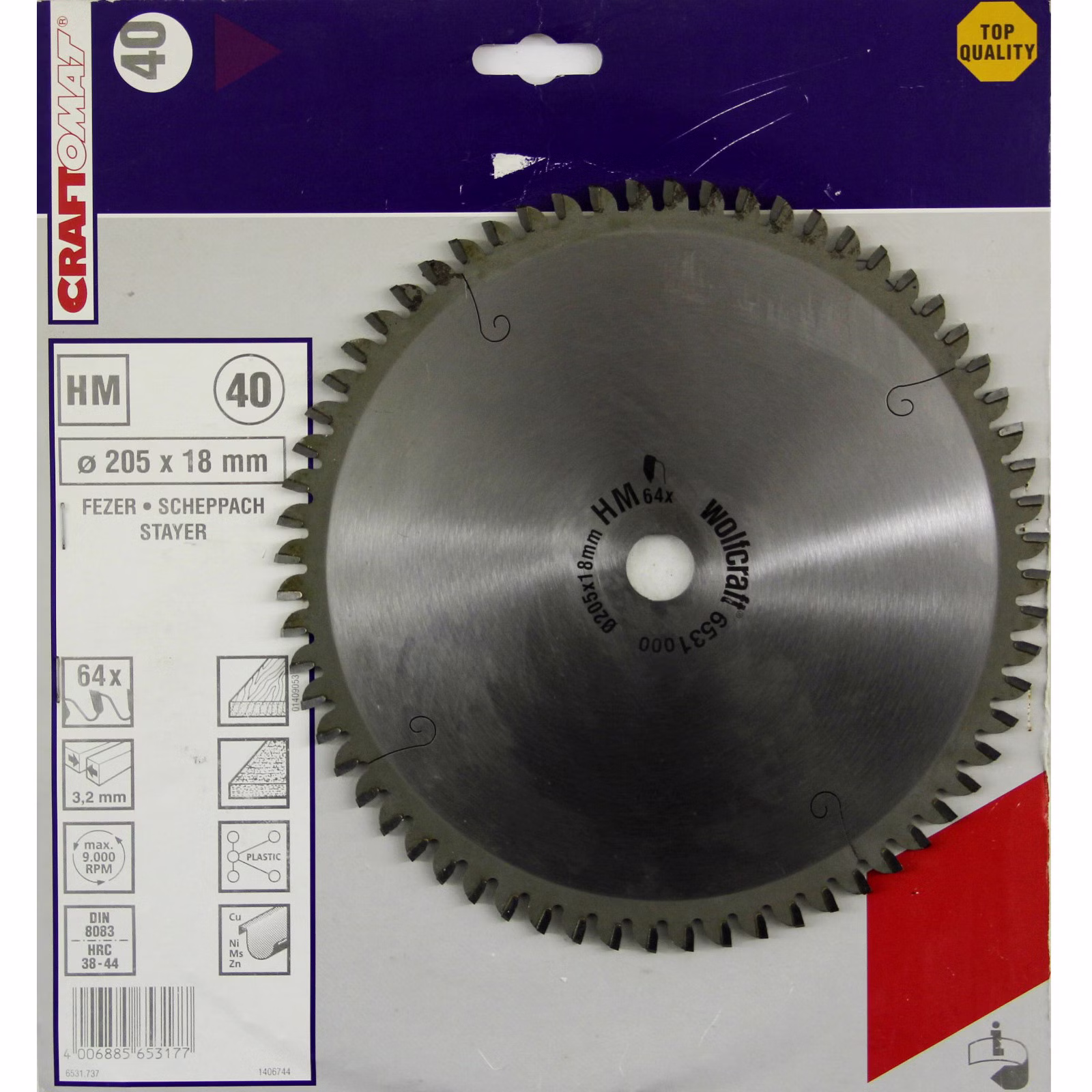 6531-1.jpg Bild eines Kreissägeblattes Frontalaufnahme in Verpackung