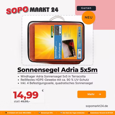 Werbebild des Windhager Sonnensegels Werbebild des Windhager Sonnensegels