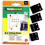 Bild der Verpackung und Einzelteile von Einhängewinkel Schwarz M3