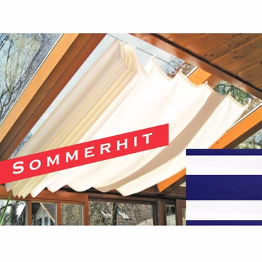Sonnensegel Seilspannmarkise f. Pergola Beschattung 265x145cm Blau Weiß
