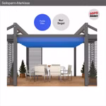 Bild einer Pergola mit blauem Seilspannsegel