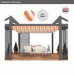 Bild einer Pergola mit orangenem Seilspannsegel