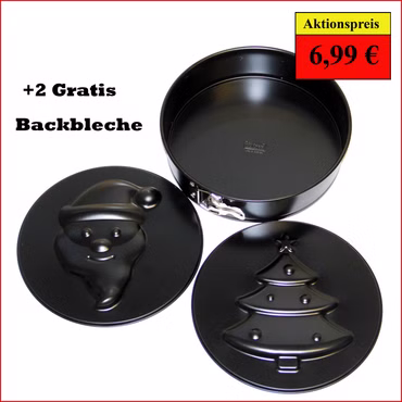 Bild der 26cm Springform mit 2 daneben positionierten Motivformen