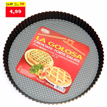 Bild Vogelperspektive der Obstkuchenform La Golosa mit Werbepreis eingeblendet