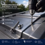 Bild der Spenglerschrauben im Einsatz mit Bohrmaschine auf dem Dach
