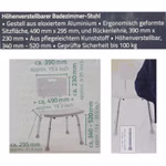 Bild der Verpackung des Badestuhls Ausschnitt mit Maßen