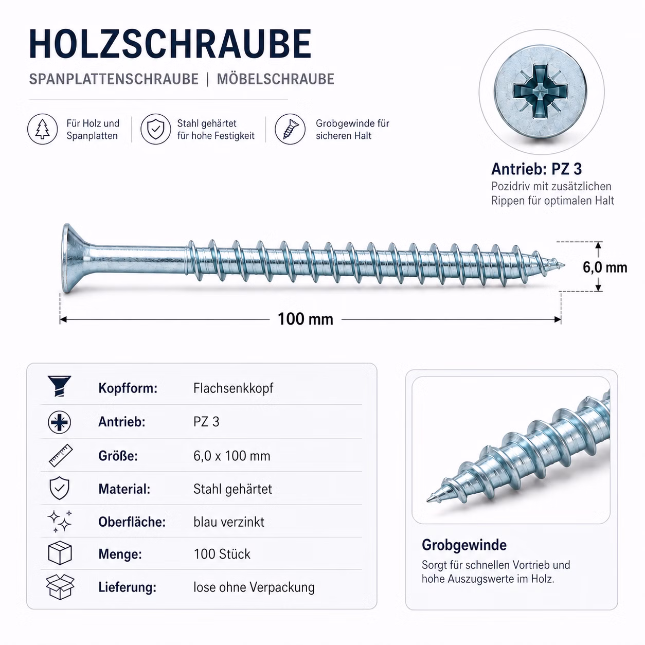 Holzschrauben-6x100mm-pz3-lose-t-grafik.jpg Bild der technischen Grafik der Holzschrauben 6,0 x 100 mm blau verzinkt