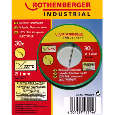Rothenberger Elektroniklot bleifrei Lötzinn 30g Ø 1mm für Lötbrenner 2348
