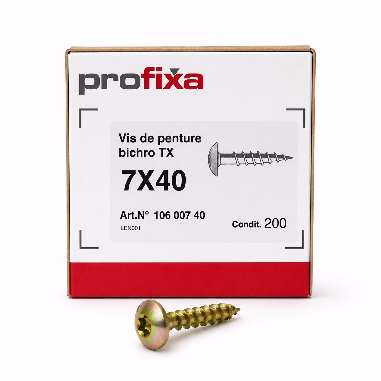 Profixa-Schrauben-gelb-7x40-2.jpg Bild der Profixa Schraube mit Karton in der Größe 7x40mm