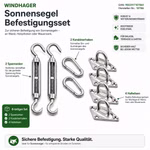 Bild der technischen Grafik des Windhager Sonnensegel-Zubehör-Sets