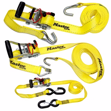 Bild des ausgepackten Master Spanngurt-Sets in gelb