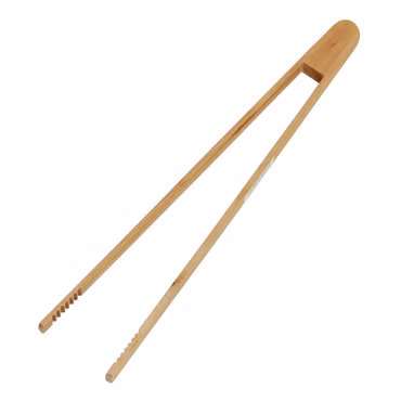 Bild einer Holz-Grillzange