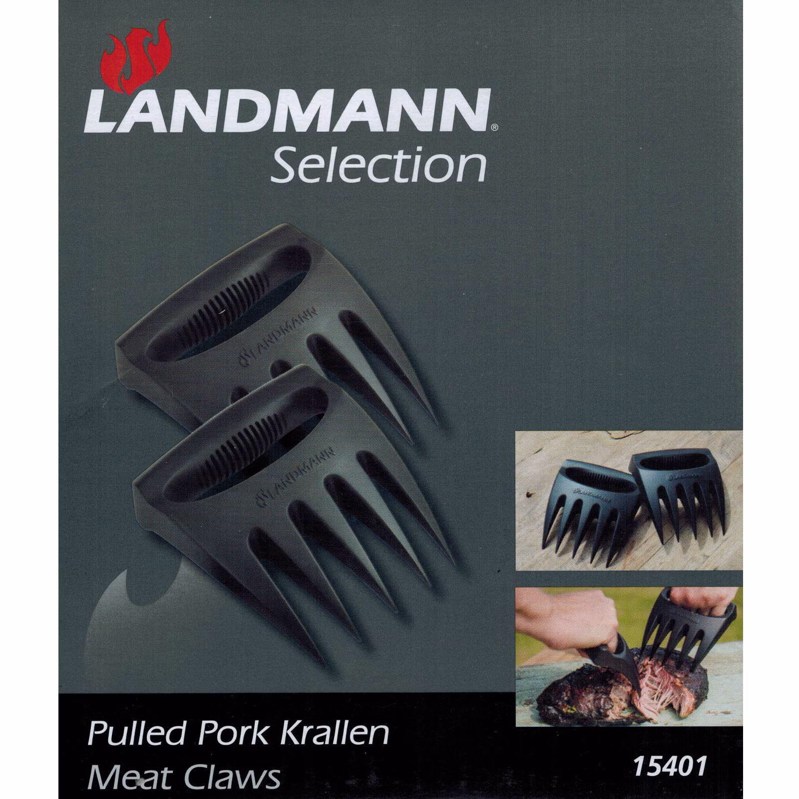 Bild der Landmann Bärenkrallen Bild der Verpackung der Landmann Pulled Pork Krallen