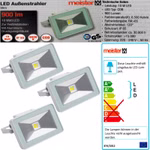 Bild von 3 LED-Strahlern, sowie der Verpackung und des Energieeffizienzlabels