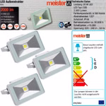 Bild von 3 LED-Strahlern, sowie der Verpackung und des Energieeffizienzlabels
