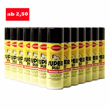 Frontalaufnahme vieler Caramba Super Plus Nostalgie-Dosen