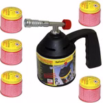 Lötlampe mit insgesamt 5x C200 Supergas Stechkartuschen