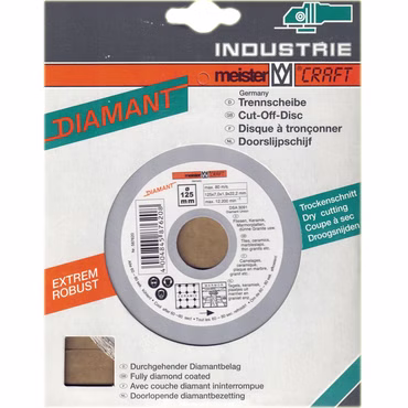 Bild der 125mm Trennscheibe in Verpackung Frontaufnahme