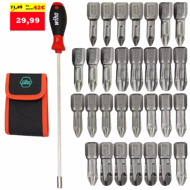 Werbebild der einzelnen Bestandteile des wiha Bit-Sets