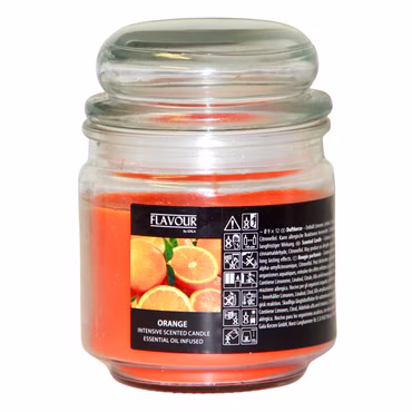 Bild der Duftkerze mit Duft Orange im Bonbonglas Deckel zu