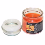 Bild der Duftkerze mit Duft Orange im Bonbonglas Deckel ab