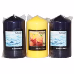 Bild mit 2x Summer-Rain und 1x Peach Duft-Stumpenkerzen