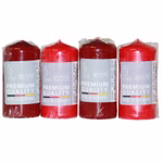 Bild von 4 unterschiedlichen roten Stumpenkerzen Frontaufnahme