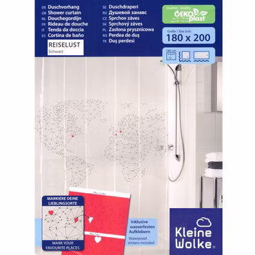 Collage mit allen zur Verfügung stehenden Duschvorhängen