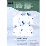 Bild der Verpackung des Duschvorhangs Motion Wassertropfen blau