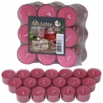 Bild von dunkelroten Teelichtern ausgepackt und in Verpackung