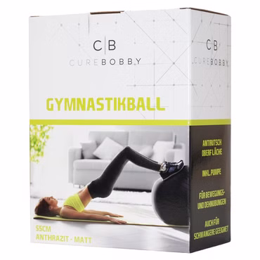 Bild Frontaufnahme der Verpackungen der 3 vershciedenen Gymnastikbälle