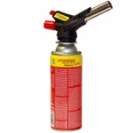 Bild des Gasbrennerkits-RS220 aufgesteckt auf Gaskartusche Frontalaufnahme