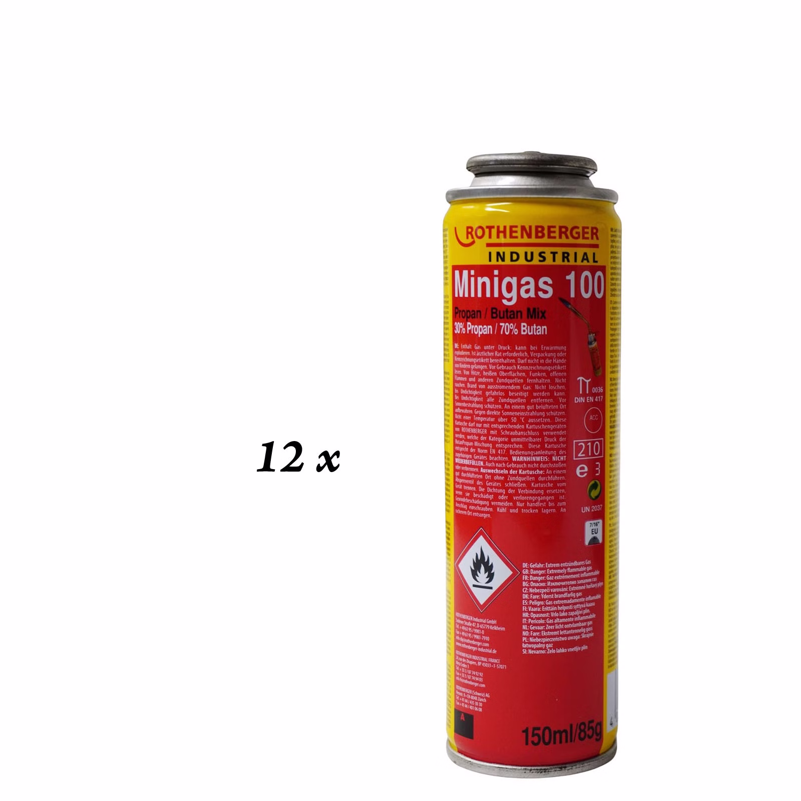 Minigas100-12.jpg Bild von 12x Minigas100 Nachfüllkartusche Frontaufnahme