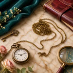 Lifestylebild der Uhrkette mit einer Uhr und verschiedenen Accessoires