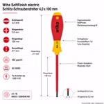 Bild des Wiha Schraubendrehers Schlitz 4x100 Bild des Wiha Schraubendrehers Schlitz 4x100