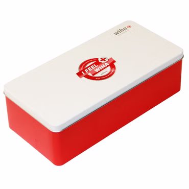 Aufbewahrungsbox Geschenkbox Werkzeugbox wiha metall weiß-rot 250x125x75