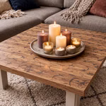 Bild der Tischdecke Paradiso Amber auf dem Tisch liegend