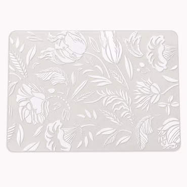 Vénilia Tischset transparent Blumenmotiv 30x45 cm Platzset Kunststoff grau weiß