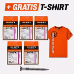 Bild der Terrassenschrauben 5x70mm mit 5 Packungen und Gratis-T-Shirt