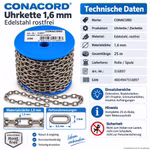 Bild der Conacord-Kette Uhrkette Edelstahl 1,6mm Bild der Conacord-Kette Uhrkette Edelstahl 1,6mm