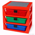 Bild des Lego Aufbewahrungsregals in der Farbe Rot